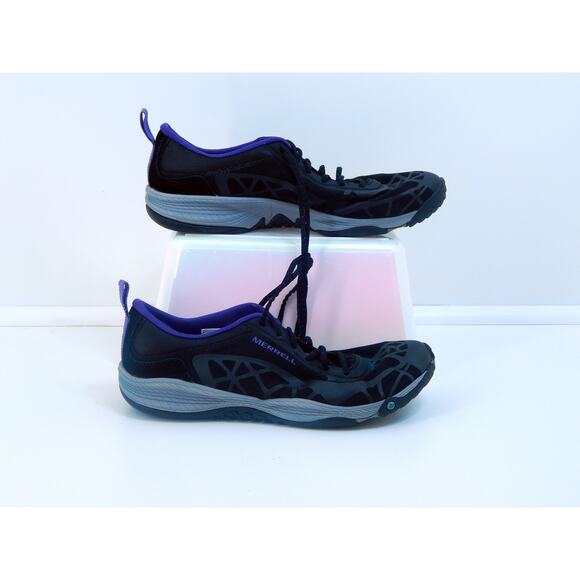 Merrell All Out Soar Running Shoe Womens 8.5 Mesh Black Purple Athletic Trail - Picture 8 of 8